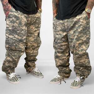US Army ACU Digital Camouflage Combat Cargo Pants Large Long